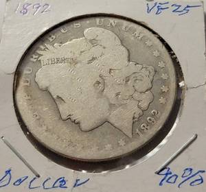 lot 7 image: 1892 Morgan Silver Dollar VF