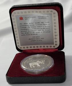 lot 11 image: 1885  1985 Canadian 1 oz Silver Coin - Elk  Mint Proof