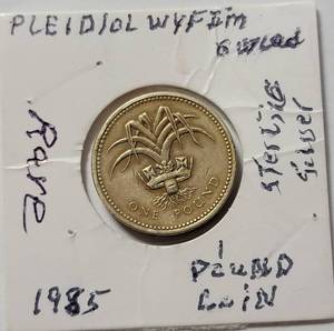 lot 17 image: 1985 PLEIDIOL WYF I M GWLAD 1 Pound Coin - Sterling Silver - Rare