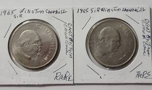 lot 25 image: 2 - Sir Winston Churchill Great Britian Crown Coins - Rare
