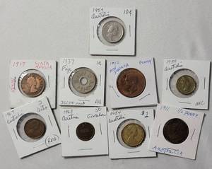 lot 26 image: Foreign Coins from Australia (5), New Zealand(1), Fiji (1), South Africa (1), Austria (1)