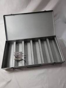 lot 74 image: Metal Coin Box - Holds 150 Cardboard Coin Holders - 14 12 L x 8 W x 2 D