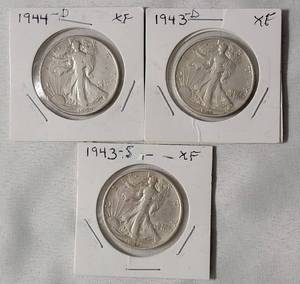 lot 33 image: 3 - Liberty Silver Half Dollars (1943D,1944D,1943S)