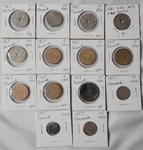 lot 43 image: 14 Coins from Denmark (Ore)