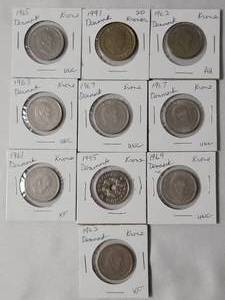 lot 44 image: 10 Coins from Denmark (Krone,Kroner)