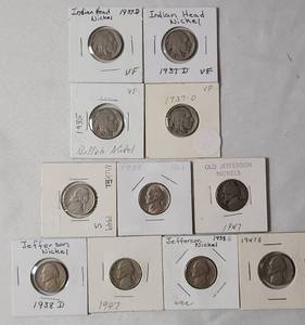 lot 45 image: 7 - Jefferson Nickels and 4-Buffalo Nickels (Readable Dates)