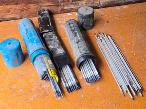 lot 95 image: Lot of Welding Electrodes E7018 and 6011 and Wire Spools