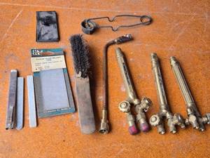 lot 106 image: K-T Industries Torch Handles including Model 3-7102, Welding Lenses, Brushes and Other Accessories