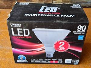 lot 171 image: Feit Electric LED Dimmable PAR38 Light Bulbs 2-Pack