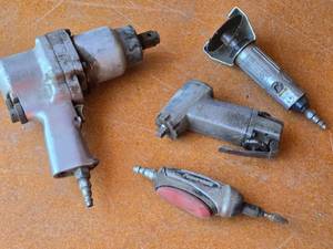 lot 301 image: SKIL Model 1423 Impact Wrench, Powermate Pneumatic Tool, SUNEX Tools Grinder, and Senco Pneumatic Tool Oil