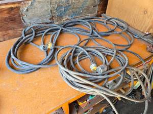 lot 315 image: Heavy-Duty Extension 220v Cords with Plugs Including Approx. 60 Length - One is Cracking
