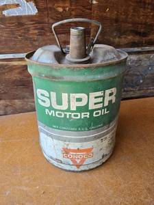 lot 359 image: Conoco Super Motor Oil Can with Diesel Fuel Tag