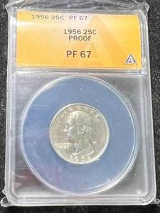 1956 PROOF US WASHINGTON QUARTER ANACS PF67