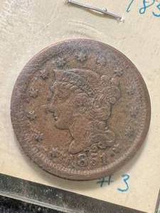 1851 US BRAIDED HAIR LARGE CENT