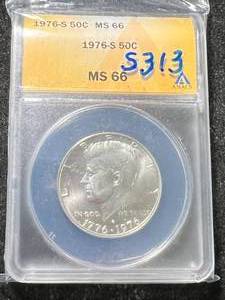 lot 18 image: 1976-S US KENNEDY HALF DOLLAR ANACS MS66