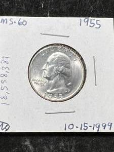 lot 22 image: 1955 US WASHINGTON QUARTER MS60