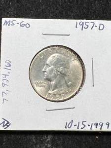 lot 31 image: 1957-D US WASHINGTON QUARTER MS60