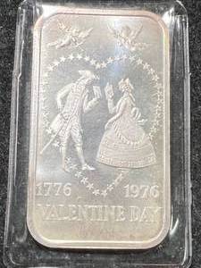 lot 39 image: 1 TROY OZ .999 FINE SILVER VALENTINES DAY BAR