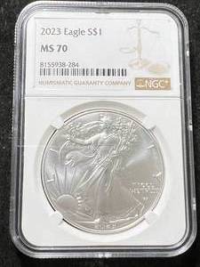 lot 42 image: 2023 AMERICAN SILVER EAGLE NGC MS70