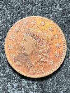 lot 60 image: 1834 US CORONET HEAD LARGE CENT