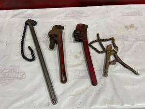 lot 326 image: Pipe Wrenches Including Chain Wrench