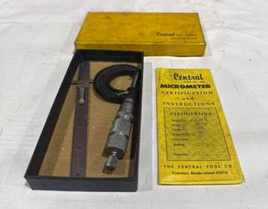 lot 340 image: Central Tool Co. Micrometer with Certification, Instructions, and Box