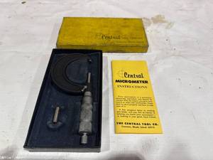 lot 341 image: Central Tool Co. 1″-2″ Micrometer with Original Box and Instructions
