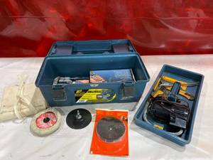 lot 407 image: Blue Plastic Tool Box with Air Tools and Accessories