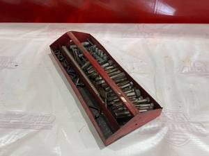 lot 735 image: Metal Tool Organizer with Assorted Hardware