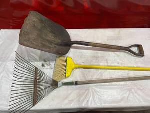 lot 215 image: Gardening Tools Including Shovel, Broom, and Rake