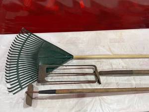 lot 220 image: Garden Tools Including Rake, Edger, and Cultivator