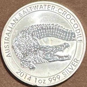 lot 4 image: 1oz .999 Silver Australian Salt Water Crocodile Round