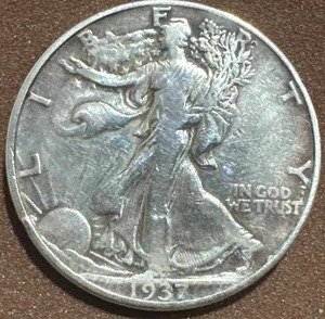 lot 16 image: 1937 Walking Half Dollar