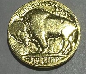 lot 19 image: 24kt Gold Plated Buffalo Nickel