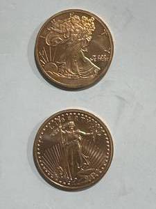lot 24 image: Lot of 2 1oz .999 Investment Grade Copper Rounds