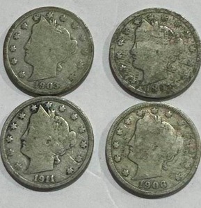 lot 26 image: Lot of 4 Liberty V Nickels
