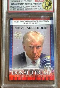 lot 46 image: Donald Trump never surrender Mint Trading Card