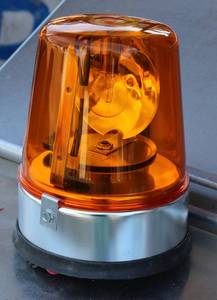 lot 16 image: Tri- Lite Rotating Beacon Light Model # MV- IND, 6 diameter x 7-58 high,