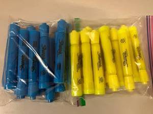lot 91 image: Blue and Yellow Sharpie Highlighters