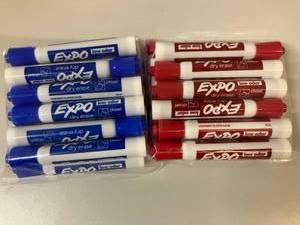 lot 99 image: Blue and Burgundy Dry Erase Markers