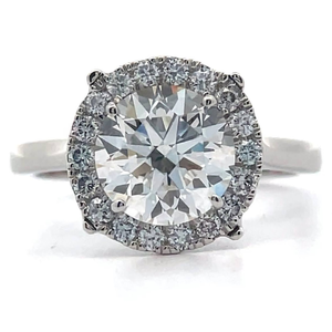 2.30 Carat Round Diamond Pavé Halo Cathedral Ring in Platinum *VIDEO*