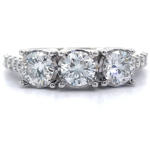 lot 5 image: NEW Elegant 1.50 Carat Diamond Three-Stone Trellis PavRing in White Gold VIDEO