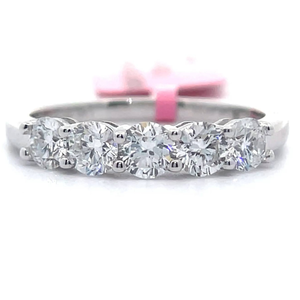 lot 15 image: 1 Carat Diamond Five-Stone Ring in 14k White Gold VIDEO