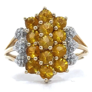 lot 29 image: Citrine & Natural Diamond Waterfall Cluster Split Shank Ring in 14k Two-Tone Gold VIDEO