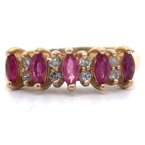 lot 33 image: Marquise Ruby & Diamond Ring in 14k Yellow Gold VIDEO