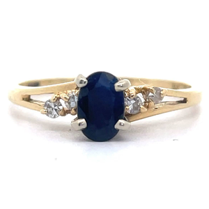 lot 38 image: Oval Blue Sapphire & Natural Diamond Split Shank Ring in 14k Yellow Gold VIDEO