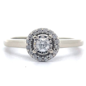 lot 35 image: 0.40 Carat Natural Diamond Pav Halo Ring in White Gold VIDEO