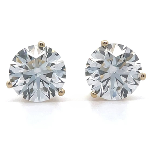 lot 7 image: NEW 4 Carat Round Diamond Three-Prong Martini Stud Earrings in 14k Yellow Gold VIDEO
