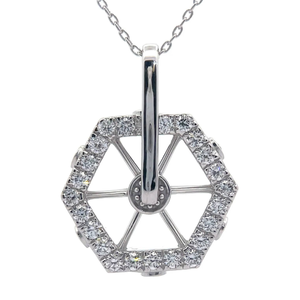 lot 41 image: NEW 1.20 Carat Pav Diamond Nautical Wheel Pendant Necklace