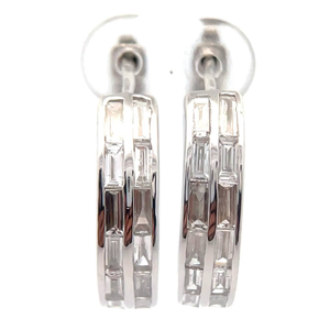 lot 42 image: NEW 1.26 Carat Baguette Diamond Double Row Hoop Earrings VIDEO